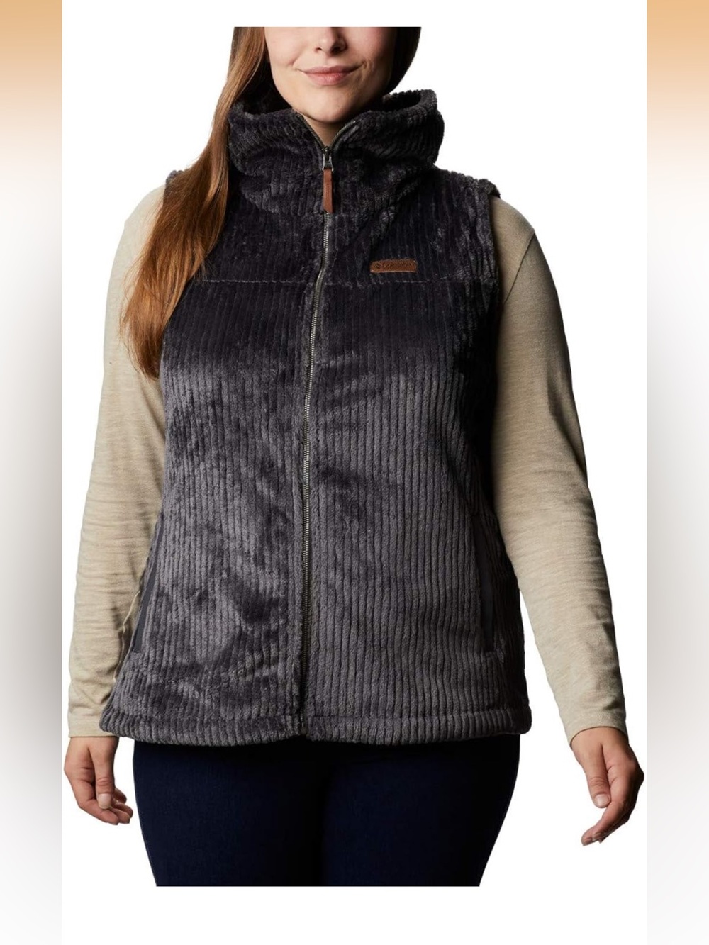 Columbia Fire Side Sherpa Plush Zip Vest in Gray